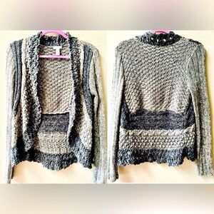 CHICOS 100% COTTON OPEN FRONT GREY CARDIGAN SIZE M (Chicos 2)